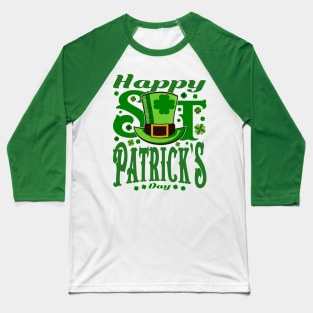 Happy St Patrick's Day Green Text Baseball T-Shirt